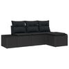 vidaXL Garten-Sofa-Set mit Kissen mit Speicher 4 pcs Schwarz