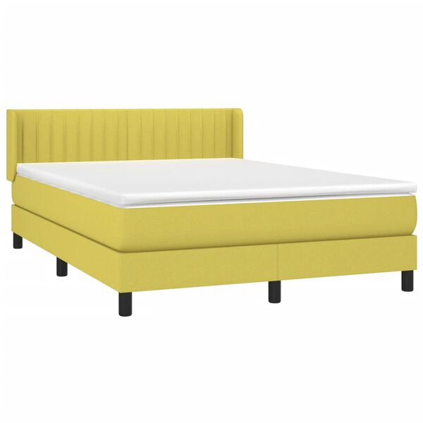 vidaXL Boxspringbett mit Matratze Gr&uuml;n 140x190 cm Stoff