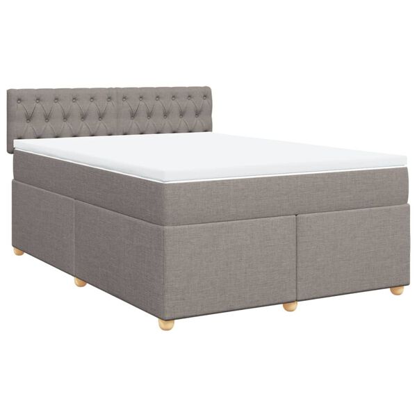 vidaXL Boxspringbett mit Matratze Taupe 140x200 cm Stoff