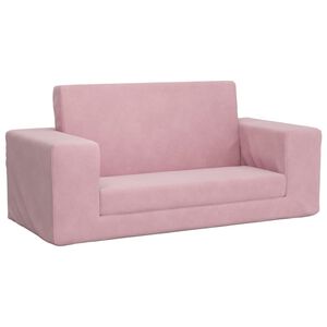 vidaXL Kinder-Schlafsofa 2-Sitzer Rosa Weicher Pl&uuml;sch