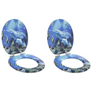 vidaXL Toilettensitze 2 Stk. mit Soft-Close-Deckel MDF Delphine-Design