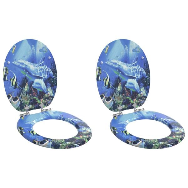 vidaXL Toilettensitz 2 pcs Blau 44 x 38 cm MDF-Platte