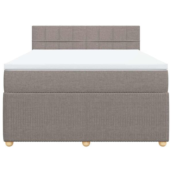 vidaXL Boxspringbett mit Matratze Taupe 140x190 cm Stoff