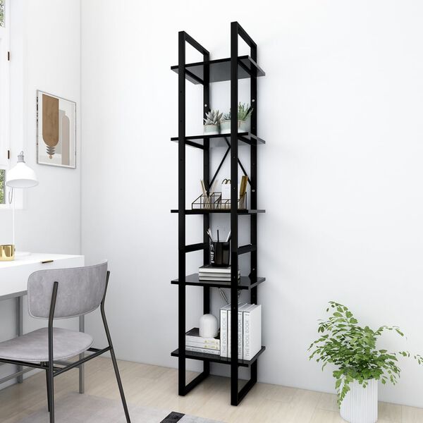 vidaXL B&uuml;cherregal 5 F&auml;cher Schwarz 40x30x175 cm Holzwerkstoff