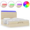 vidaXL Ottoman-Bett mit Matratze & LEDs Creme 160x200 cm Stoff