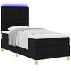 vidaXL LED Boxspringbett mit Matratze Schwarz 90 x 200 cm Stoff