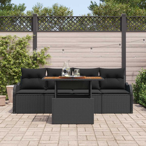 vidaXL Garten-Sofa-Set mit Speicher 5 pcs Schwarz Poly Rattan