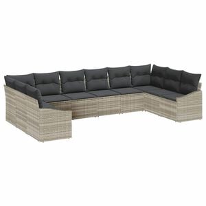 vidaXL Sofa Set mit Kissen 10 pcs Hellgrau Poly Rattan