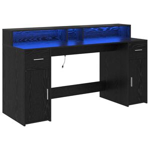 vidaXL Schreibtisch mit Speicher Schwarz Eichen-Optik 160 x 55 x 91 cm