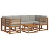 vidaXL Outdoor-Sofagarnitur mit Kissen 7 pcs Nat&uuml;rlich und Hellgrau