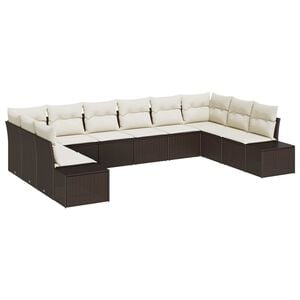 vidaXL Gartensofa-set mit Kissen 10 pcs Braun Poly-Rattan