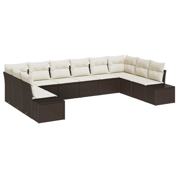 vidaXL Gartensofa-set mit Kissen 10 pcs Braun Poly-Rattan