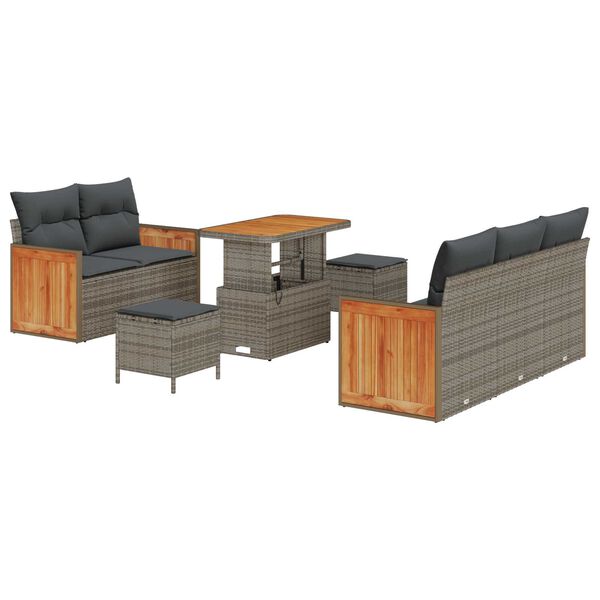 vidaXL Garten-Sofa-Set mit Kissen 8 pcs Grau