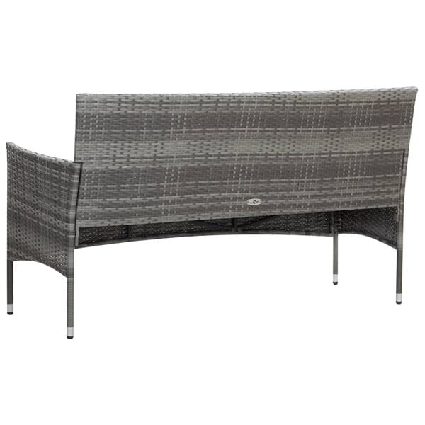 vidaXL 4-tlg. Garten-Lounge-Set mit Auflagen Poly Rattan Grau