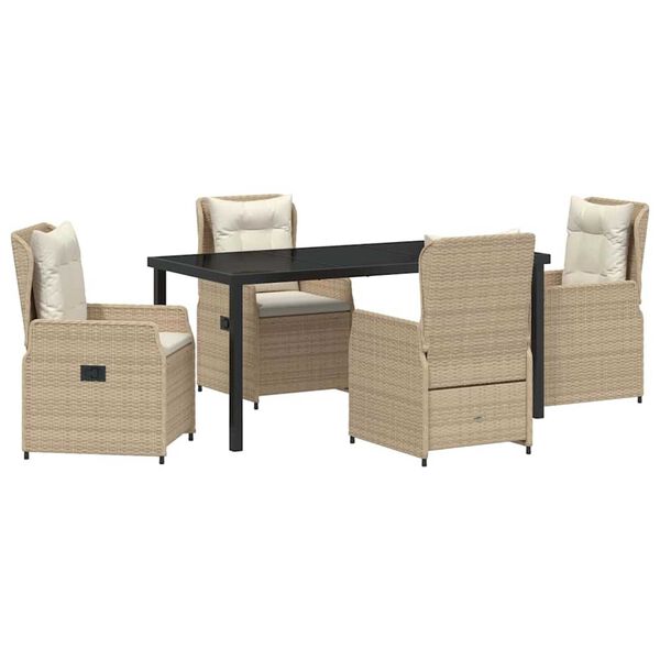 vidaXL Garten Essgruppe 5 pcs Beige und Hellgrau Poly-Rattan