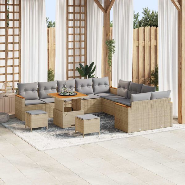 vidaXL Gartensofa-set 13 pcs Beige Poly-Rattan