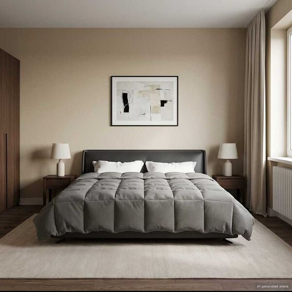 vidaXL Ganzjahresbettdecke Gepolstert Hellgrau 200 x 240 cm Mikrofaser