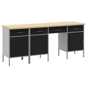 vidaXL Werkbank mit Speicher 4 stk. Schwarz Ingenieure Holz und Stahl