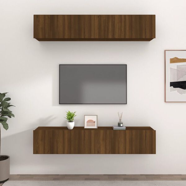vidaXL TV-Schr&auml;nke 4 Stk. Braun Eichen-Optik 80x30x30 cm Holzwerkstoff