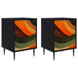 vidaXL Nachttisch BONN 2 stk. Schwarz Eichen-Optik 36 x 33 x 51 cm