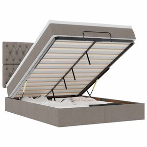 vidaXL Ottoman-Bett mit Matratze & LEDs Taupe 140x190 cm Stoff