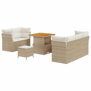 vidaXL Garten-Sofa-Set mit Kissen mit Speicher 8 pcs Beige und Creme