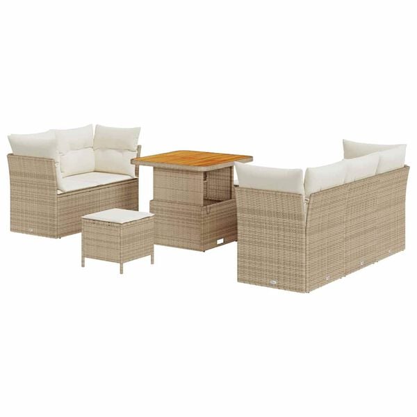 vidaXL Garten-Sofa-Set mit Kissen mit Speicher 8 pcs Beige und Creme