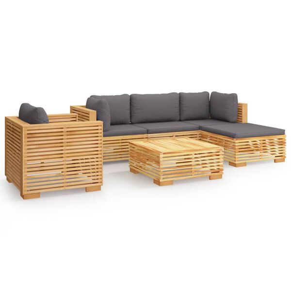 vidaXL 6-tlg. Garten-Lounge-Set mit Kissen Massivholz Teak