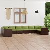 vidaXL 10-tlg. Garten-Lounge-Set mit Kissen Poly Rattan Braun
