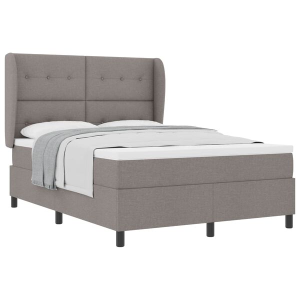 vidaXL Boxspringbett mit Matratze Taupe 160 x 200 cm Stoff