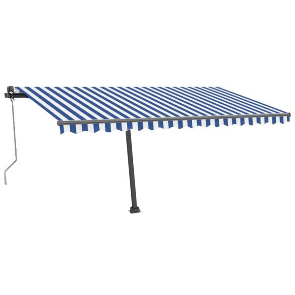 vidaXL Automatische Markise mit LED Windsensor 400x300 cm Blau Wei&szlig;