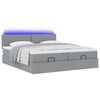 vidaXL Ottoman-Bett mit Matratzen & LEDs Hellgrau 200x200 cm Stoff