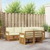 vidaXL Ecksofa Set mit Kissen 7 pcs Natur und Creme Massivholz Akazie