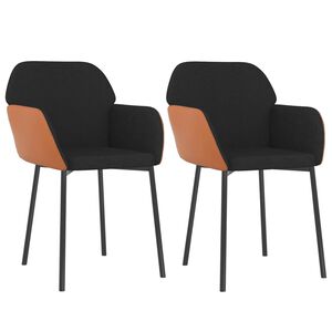 vidaXL Esszimmerst&uuml;hle 2 Stk. Schwarz Stoff und Kunstleder