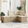 vidaXL 4-tlg. Garten-Sofagarnitur mit Kissen Beige Poly Rattan
