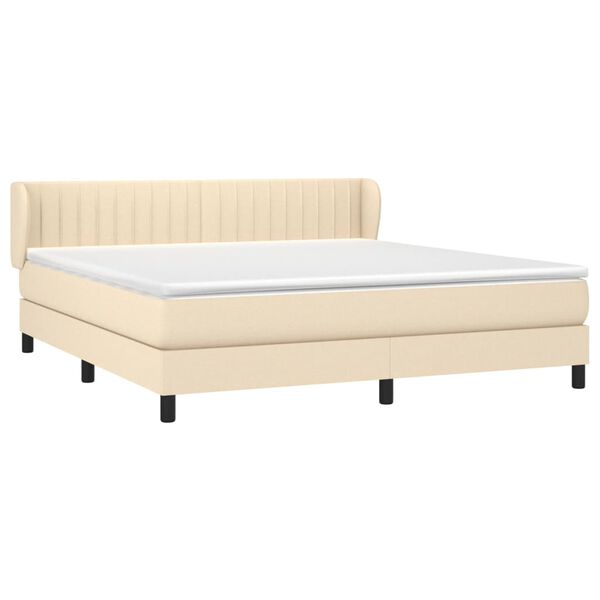 vidaXL Boxspringbett mit Matratze Creme 180x200 cm Stoff