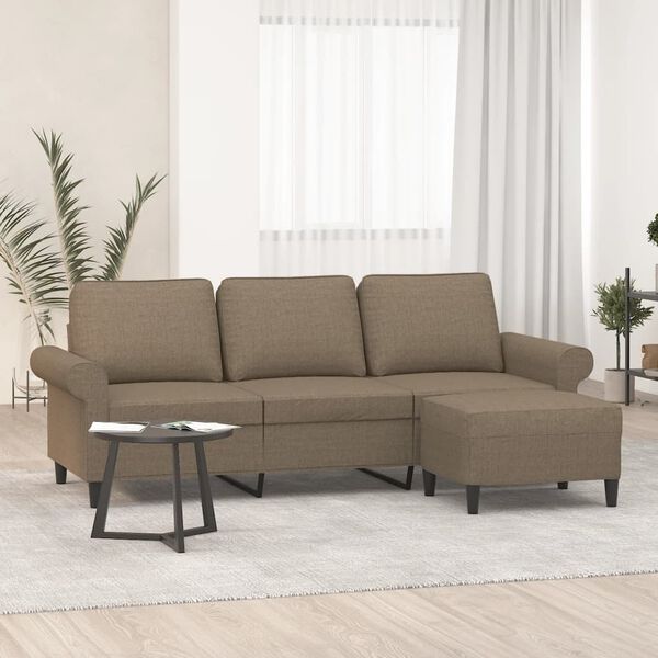 vidaXL 3-Sitzer-Sofa mit Hocker Taupe 180 cm Stoff