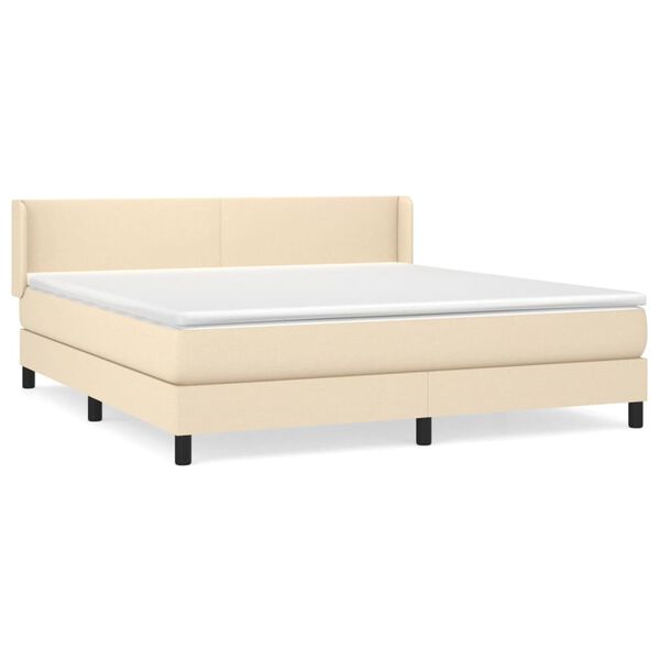 vidaXL Boxspringbett mit Matratze Creme 180x200 cm Stoff