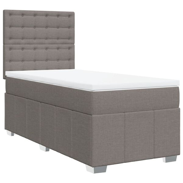vidaXL Boxspringbett mit Matratze Taupe 90x200 cm Stoff