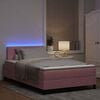 vidaXL LED Boxspringbett mit Matratze mit LED Rosa 120 x 190 cm Samt