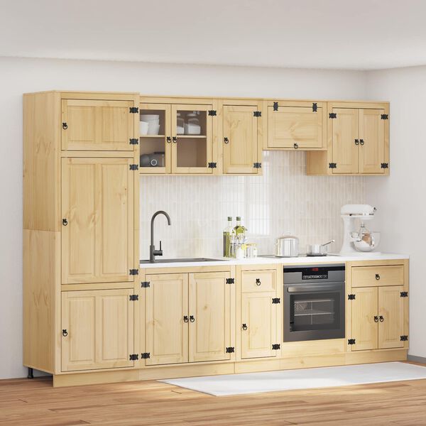 vidaXL Schrank mit Regal SKI 9 pcs Honigbraun Massives Kiefernholz