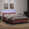 vidaXL Boxspringbett mit Matratze & LED Rosa 160x210 cm Samt
