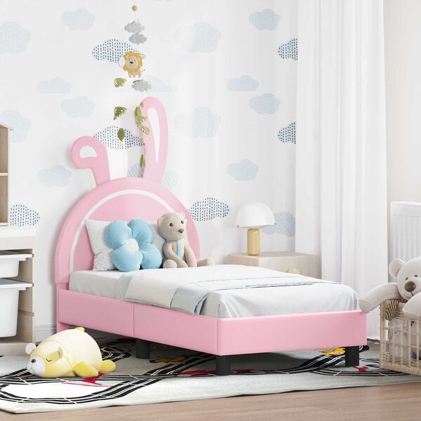 vidaXL Kinderbettgestell mit Kopfteil mit Kopfteil Rosa 70 x 140 cm PU