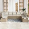 vidaXL Gartensofa-set mit Kissen 9 pcs Beige Poly-Rattan