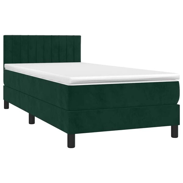 vidaXL Boxspringbett mit Matratze Dunkelgr&uuml;n 80x200 cm Samt