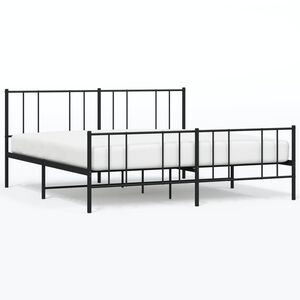 vidaXL Metallbett ohne Matratze mit Fu&szlig;teil Schwarz 180x200 cm