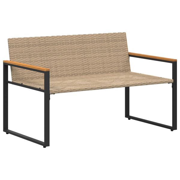 vidaXL Bank mit Kissen Beige und Cremewei&szlig; 115 x 65 x 72 cm Rattan