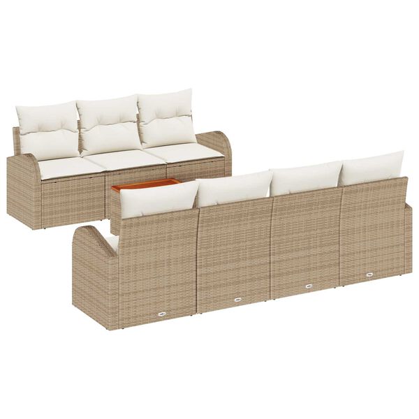 vidaXL Gartensofa-set mit Kissen 8 pcs Beige Poly-Rattan