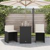 vidaXL 3-tlg. Bistro-Set mit Kissen Schwarz Poly Rattan