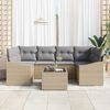 vidaXL Sofa Set mit Kissen 7 pcs Beige und Grau Poly-Rattan